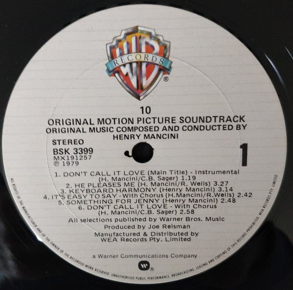 Henry Mancini – 10 - Original Motion Picture Sound Track – LP, AU 1979