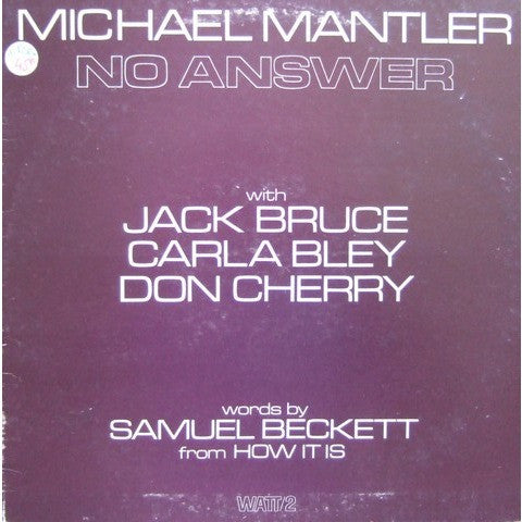 Michael Mantler – No Answer — front cover