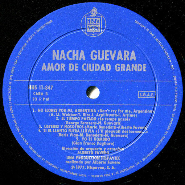 Nacha Guevara – Amor De Ciudad Grande – LP, ES 1977