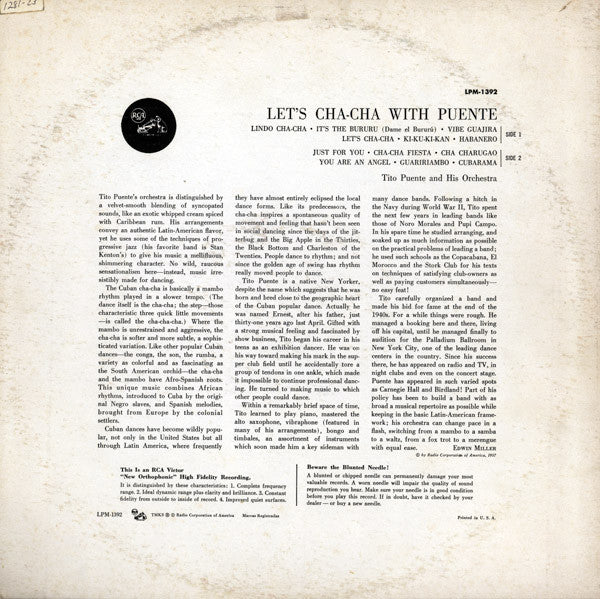 Tito Puente And His Orchestra – Let's Cha Cha With Tito Puente And His Orchestra — back cover
