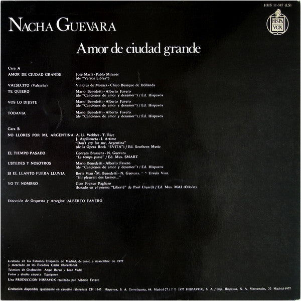 Nacha Guevara – Amor De Ciudad Grande — back cover