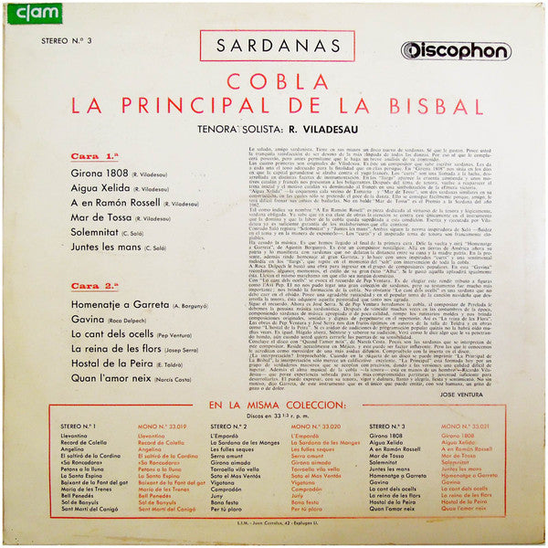 Cobla La Principal De La Bisbal – Sardanas Vol 3 — back cover