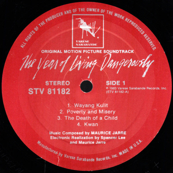 Maurice Jarre – The Year Of Living Dangerously (Original Motion Picture Soundtrack) – LP, US 1983
