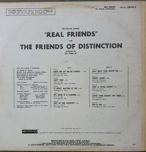 The Friends Of Distinction – Real Friends — back cover