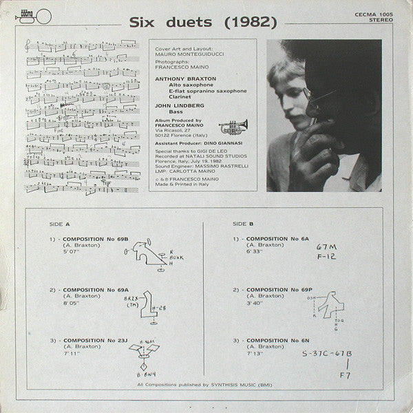 Anthony Braxton Featuring John Lindberg – Six Duets (1982) — back cover
