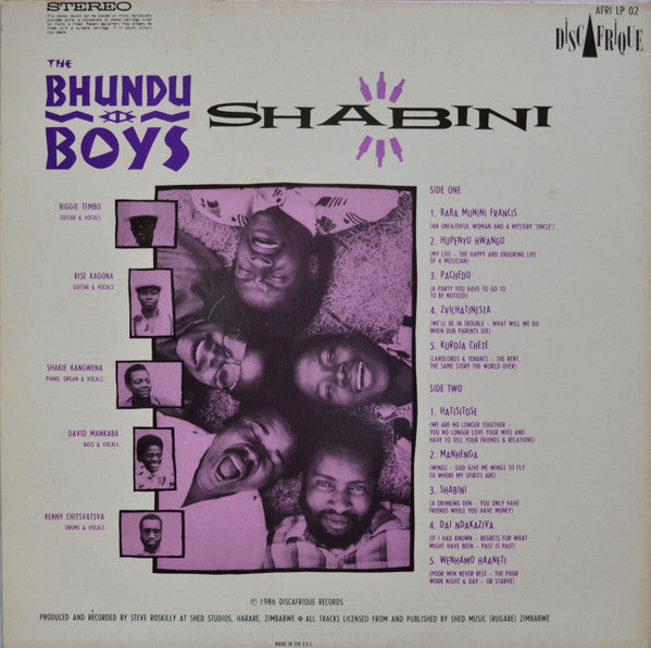 The Bhundu Boys – Shabini — back cover