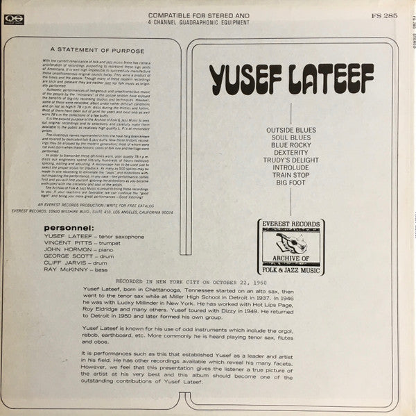 Yusef Lateef – Yusef Lateef — back cover