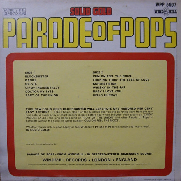 Unknown Artist – Solid Gold Parade Of Pops — back cover