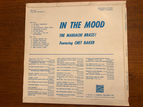 The Mariachi Brass Featuring Chet Baker – In The Mood — back cover