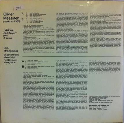 Olivier Messiaen - Klavierduo Mrongovius – Visions De L'Amen Für 2 Klaviere — back cover