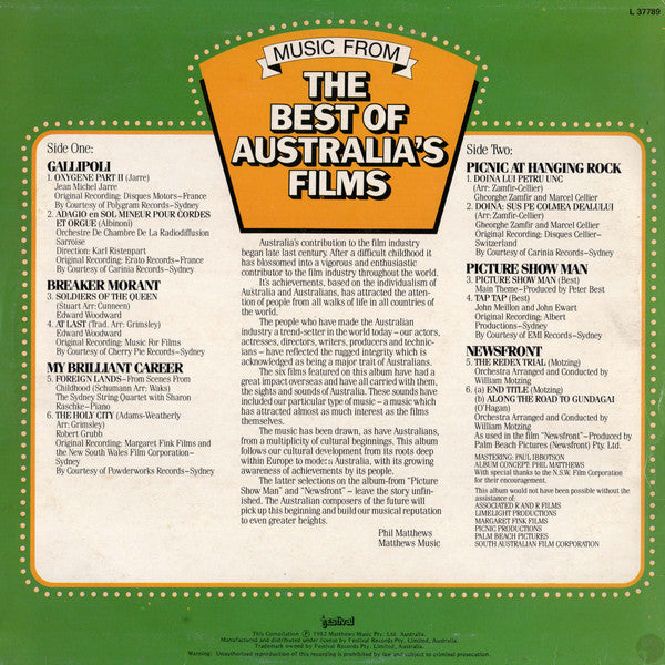 Various – Music From The Best Of Australia's Films — back cover