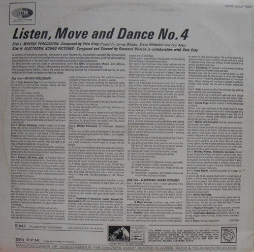 Vera Gray - Desmond Briscoe – Listen, Move And Dance No. 4 - Moving Percussion And Electronic Sound Pictures — back cover