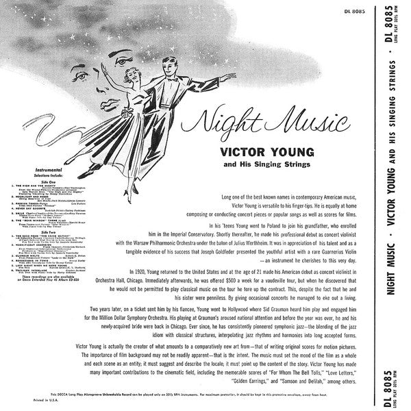 Victor Young And His Singing Strings – Night Music — back cover