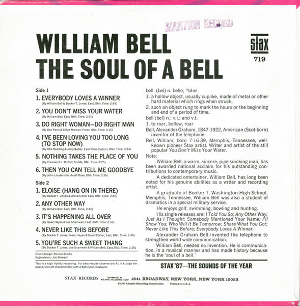 William Bell – The Soul Of A Bell — back cover