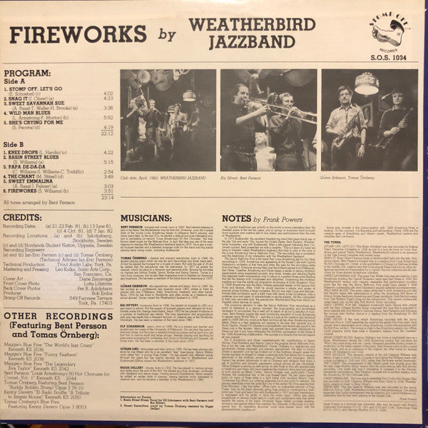 Weatherbird Jazzband – Fireworks — back cover