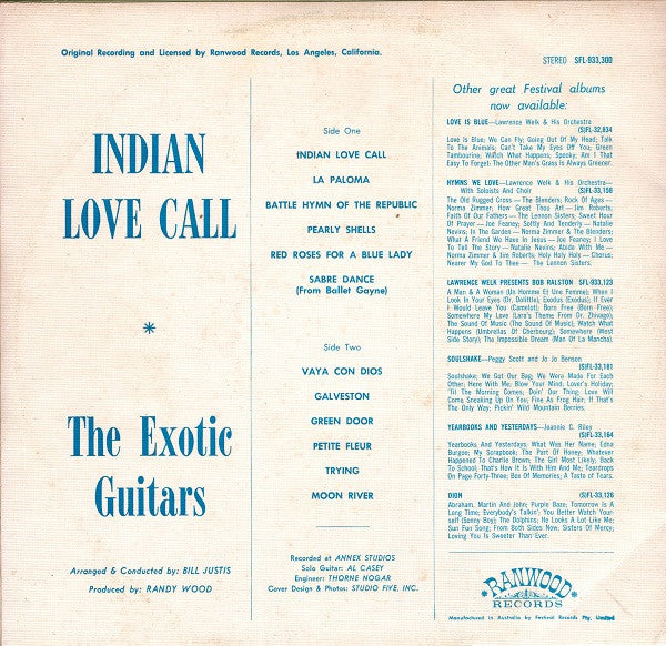 The Exotic Guitars – Indian Love Call — back cover