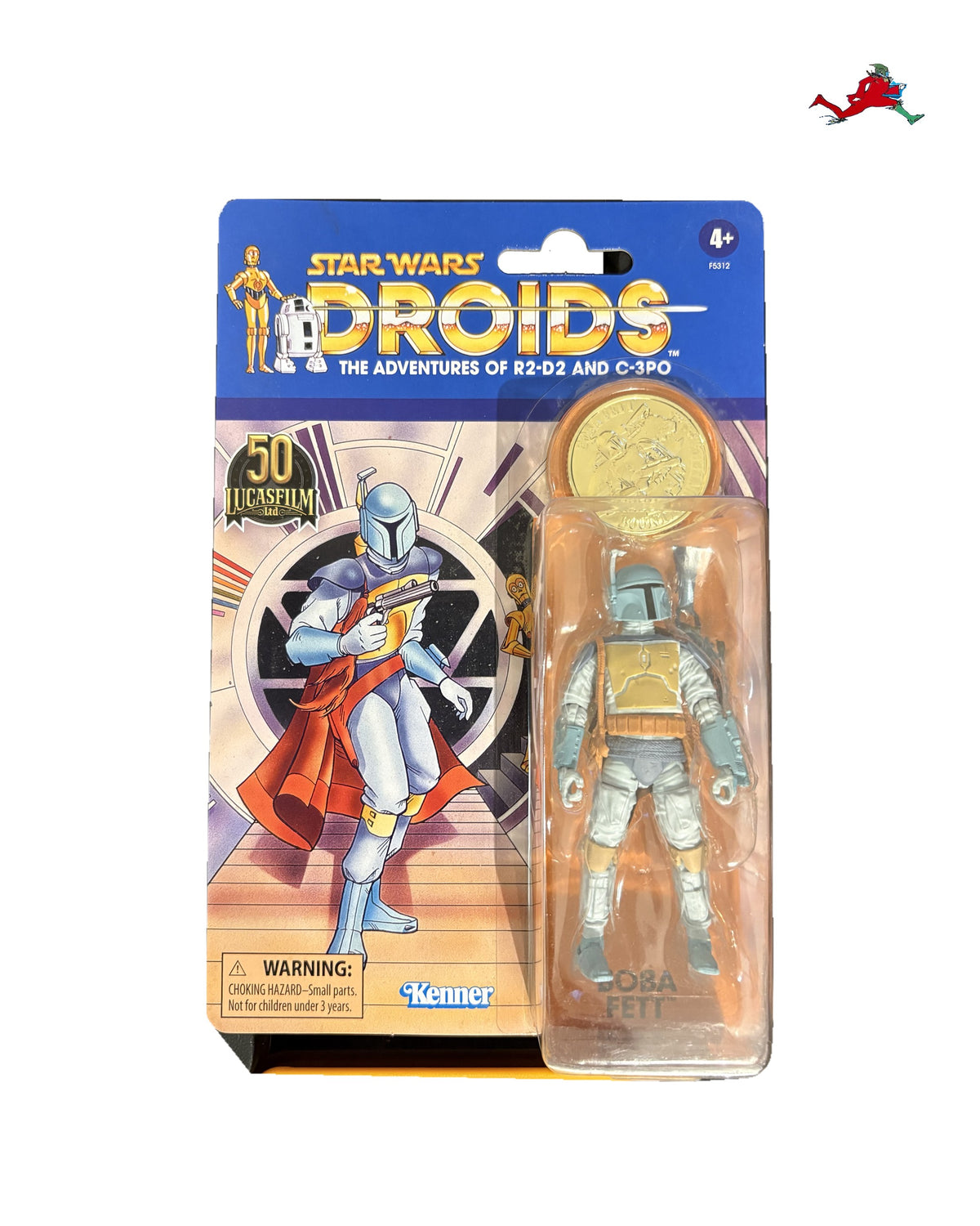 Star Wars Droids Boba Fett Retro Figure with Lucasfilm 50th Anniversary Coin (Kenner, 2021) — front
