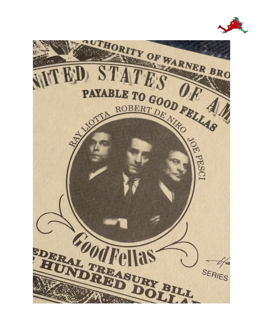 Vintage Goodfellas (1990) Warner Bros. Promotional $100 Bill — detail