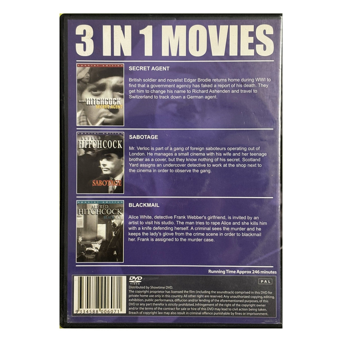 Classic Hitchcock 3-in-1 – Secret Agent, Sabotage, Blackmail – DVD – photo 2